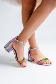 Resim mnpc Kız Çocuk Gökkuşağı Taşlı Topuklu Abiye Ayakkabı 