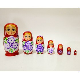 Resim Mobgift Ahşap Tombul Iç Içe Matruşka Bebek 7li Set Kırmızı 