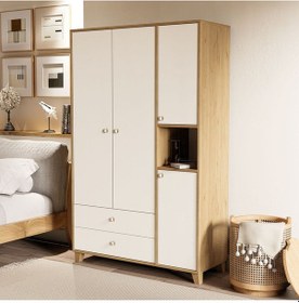 Resim Mezza 3522 Lisa 4 Kapılı Gardırop Sepet - Beyaz 