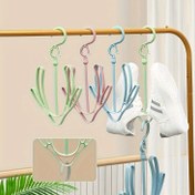 Resim Dayanıklı Plastik Ayakkabı Kurutma Askısı - Çoklu Kancalı, Pastel Yeşil & Mavi, İç/Dış Mekan Kullanımı için Tasarım, Balkon, Giriş Holü, Dolap Depolama, Şık ve Hafif Tasarımlı Ayakkabı Askılığı 