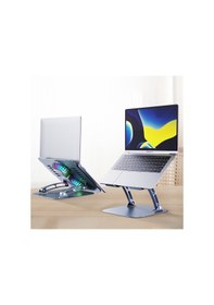 Resim Ayarlanabilir Metal Laptop Standı Rgb Çift Fanlı Premium Serisi Notebook Tutucu Alüminyum Apple Uyumlu MacBook Yükseltici 
