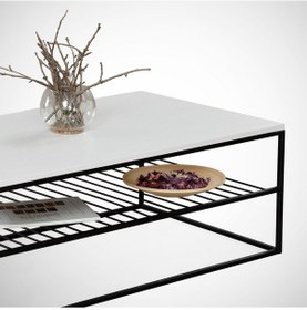 Resim Etna Beyaz Orta Sehpa Metal & Orta Masa / Metal Ayaklı Sehpa 