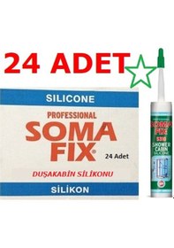 Resim 24 Adet Duşakabin Silikonu Şeffaf Somafıx 320 Gr Nötr Kararmaz Şeffaf 