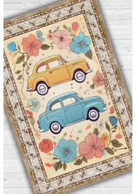 Resim Homshtag Renkli Dokulu Çocuk Odası Halısı Dokuma Araba Temalı Halı Çok Renkli 