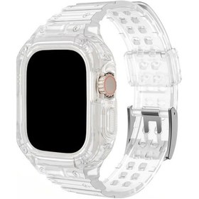 Resim Cloud011 Transparent 49mm İwatch Ultra 1 2 Korumalı Kılıf Ve Kayış Dayanıklı Spor Bant 