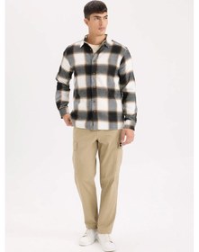 Resim DeFacto Regular Fit Polo Yaka Kareli Flanel Uzun Kollu Gömlek D5835AX24AUBN279 