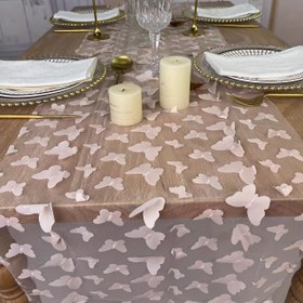 Resim 3D Kelebek Dantel Masa Örtüsü, 30.48x182.88 cm, Romantik Bohem Düğün Masa Yolu, Şeffaf Gelin Parti Dekoru, Polyester, Dikdörtgen, Dokuma, Ev Mutfak Dekoru 