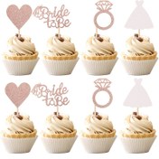 Resim 12 Adet Gelin Olacak Cupcake Süsleri Kalp Yüzük Elbise ile Gelin Duşu Cupcake Seçenekleri Düğün Nişan Bekarlığa Veda Partisi Pasta Süslemeleri Malzemeleri 