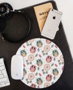 Resim WuW Bohem Baykuş Desenli Yuvarlak Kaymaz Taban Mouse Pad 