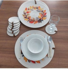 Resim 6 Kişilik 12 Parça Amerikan Servis, Hasır Supla Takımı, Tabak Ve Gold 