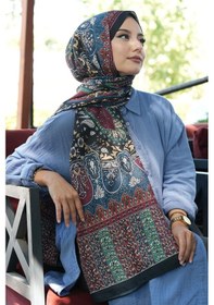 Resim Afvente Karma Motif Desen İndigo Soft Pamuk Şal Çok Renkli 