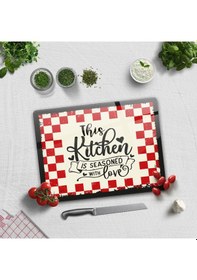 Resim Decorita Cam Kesme Tahtası | Kitchen Love | 30cm x 40cm 