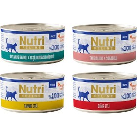Resim Nutri Feline 4 Çeşit Karma Tahılsız Yetişkin Kedi Konservesi 70 G X 4 Adet 