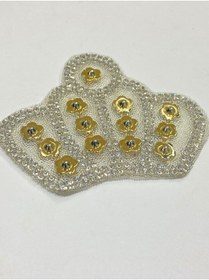 Resim karantuhafiye Taç arma / İnci boncuklu arma / ütü ile yapışan / ütü transferli yapıştırmalı taç arma 