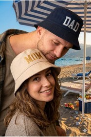 Resim Betülce Mom Dad Baskılı Bucket Şapka - Anne Baba Çift Kombin Şapka 