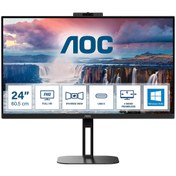 Resim 23.8" IPS 24V5CW/BK 1MS 75HZ HDM-DP USB-C PIVOT WEB KAMERALI İŞ MONİTÖRÜ AOC