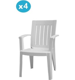 Resim Omnipazar Mt-gf175 Cometa Plastik Bahçe Balkon Sandalye 4'lü Set Beyaz 