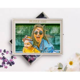 Resim Bk Gift Kişiye Özel Tam Boy Anne Kız Karikatürlü 1000 Parça Profesyonel Puzzle-1 