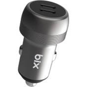 Resim Bix 100w 2*type-c Pd 3.0 Portlu Pps Destekli Mini Araç Içi Hızlı Şarj Cihazı Gri 