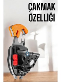 Resim Yeni Nesil Kamp Feneri Çok Fonksiyonlu Fener Anahtarlık Usb Çakmaklı Cam Kırıcı Kemer Kesici Açacak Turuncu - Siyah 