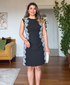 Resim DANTEL DETAYLI MİDİ ELBİSE- SİYAH - 40 