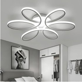 Resim Mediterian Gri Krom Papatya Modeli Dekoratif 50 cm Metal Tasarım, 10 Ampüllü, Şık ve Parlak Görünüm 