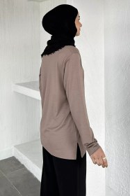 Resim Taşlı Tesettür Anne Penye Bluz Vizon TZL-P-00021462 