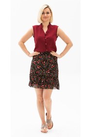 Resim Eliş Şile Bezi Kolsuz Şile Bezi Arzu Yazlık Bluz Bordo Brd 