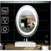 Resim GLOBAL LED MIRROR 80 Cm Makyaj Aynalı Dokunmatik Tuşlu Buğulanmayan Ledli Yuvarlak Ayna Banyo Aynası 