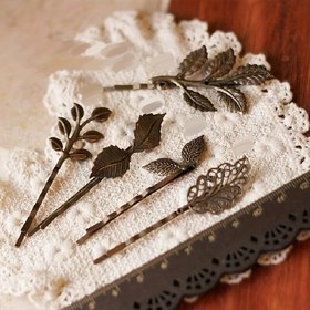 Resim 5 Adet Vintage Metal Yaprak Saç Tutturucular Seti, Küçük Oluklu Şekil, Tek Renk, Dekoratif Saç Aksesuarları Günlük ve Parti Kullanımı İçin, İdeal Hediye Seçimi 