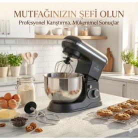 Resim Allians Güçlü 1500W Profesyonel Stand Mikseri, Hızlı ve Kolay Karışım 