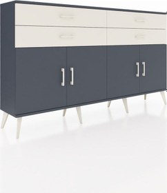 Resim Arges Konsol 2 Raflı 4 Çekmeceli 8 Kapaklı 176x30x99 Antrasit-ant Antrasit-antrasit/aytaşı 