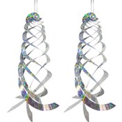 Resim 2 adet / 3 adet / 4 adet Kuş Kovucu Spiral Reflektörler 40.13 cm Sürücü Kuşlar Ağaçkakan Güvercinler Kazlar Için Asılı Yansıtıcı Kuş Caydırıcı Cihaz Evden Uzakta Bahçe Yüzme Havuzu 