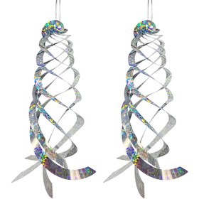 Resim 2 adet / 3 adet / 4 adet Kuş Kovucu Spiral Reflektörler 40.13 cm Sürücü Kuşlar Ağaçkakan Güvercinler Kazlar Için Asılı Yansıtıcı Kuş Caydırıcı Cihaz Evden Uzakta Bahçe Yüzme Havuzu 