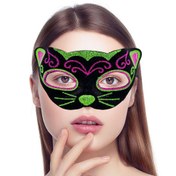 Resim Nessiworld Siyah Kadife Kaplama Üzeri Pembe Yeşil Sim İşlemeli Kedi Maskesi 20x13 cm 
