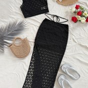 Resim YY0107136 Örgü Yelek ve Bel Bağlamalı Yarım Etek Takımı 