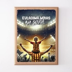 Resim Sarı Kırmızı Taraftarlara Özel Ahşap Tablo 22x30 cm 