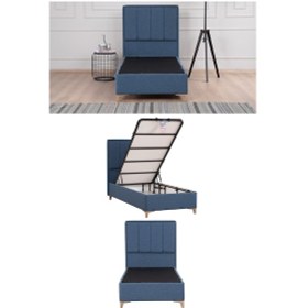 Resim Kilim Mobilya Gold Therapy Sandıklı Baza Ve Başlık Seti Mavi ( Yatak Dahil Değildir ) 120x200 Mavi 