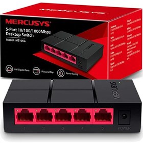 Resim Mercusys Ms105G 5 Port Masaüstü Switch SIFIR 2 YIL TÜRKİYE DİSTRİBÜTÖR GARANTİLİ ADINIZA FATURALI