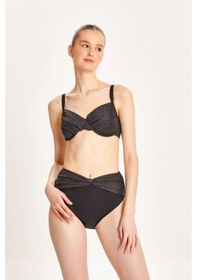 Resim Too Salty Swimwear Kadın Siyah Simli Balenli Toparlayıcı Yüksek Bel Bikini Takımı 24s104st Renkli 
