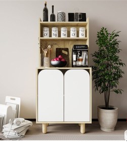 Resim Parma 2 Kapaklı Mutfak Dolap, Kahve Köşesi, Çok Amaçlı Dolap Safir Meşe-beyaz 