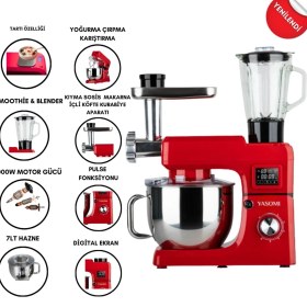 Resim Yasomi Sm 1511BML LED Ekran Tartı Özellikli Kıyma Çekme Aparatlı Blender 7 Litre Stand Mikser Mutfak Şefi 