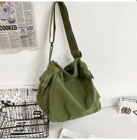 Resim Lemestar Yeşil Retro Klasik Kadın Çanta - Geniş Askılı Koyu Kumaş Tek Askılı Çapraz Çanta, Günlük Kullanıma Uygun, Modern Ve Pratik Bej 