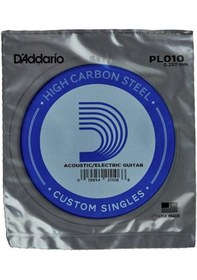 Resim Daddario Pl010 Elektro & Akustik Tek Tel 0.010 İnç - Çelik 