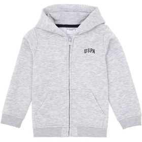 Resim U.S. Polo Assn. Erkek Çocuk Açık Gri Örme Fermuarlı Kapüşonlu Hırka 50313852-VR001 