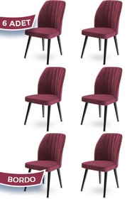 Resim Canisa Platinum Serisi Üst Kalite Yemek Odası Sandalye 6 Adet Bordo Sandalye Metal Kahverengi Iskeletli 