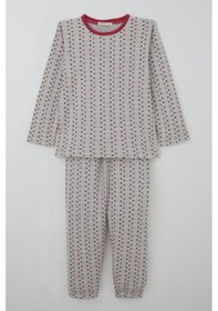 Resim Breeze Kız Çocuk Pijama Takımı Renkli Puantiye Desenli 4-8 Yaş, Açık Gri Melanj Açık Gri Melanj 