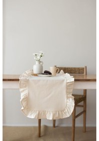 Resim Rufle Fırfırlı Keten Runner 40 X 110 Cm Bej Diğer 