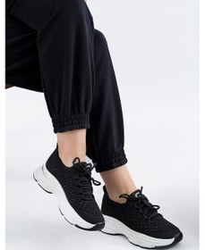 Resim Guja İthal Özel Tasarım Triko Kadın Spor Ayakkabı 24y309-3 Siyah-siyah Siyah 