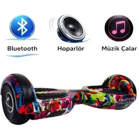 Resim Elektrikli Kaykay Hoverboard Bluetooth Hoparlörlü 6.5 Inch Otomatik Akıllı Denge RS-S5 -Grafiti Mix 